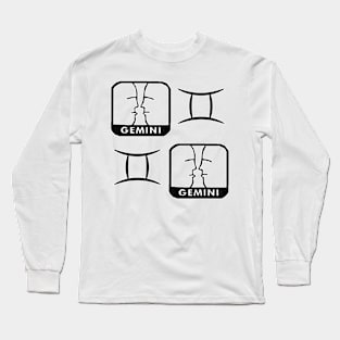 Gemini Birth Sign - Black Long Sleeve T-Shirt